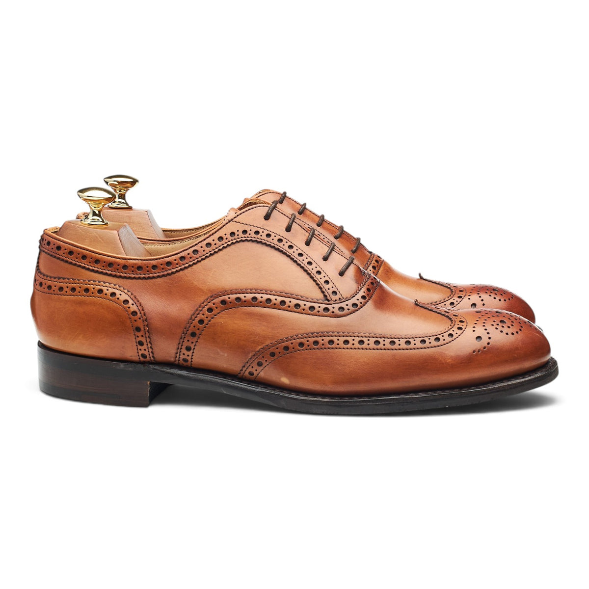 'Arthur lll' Tan Brown Leather Oxford Brogues UK 9 F