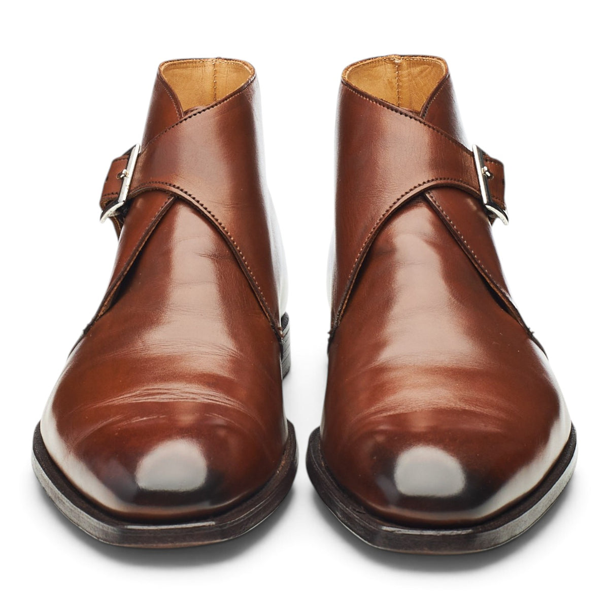 'Bagshot 2' Brown Leather Monk Strap Boots UK 6.5 E