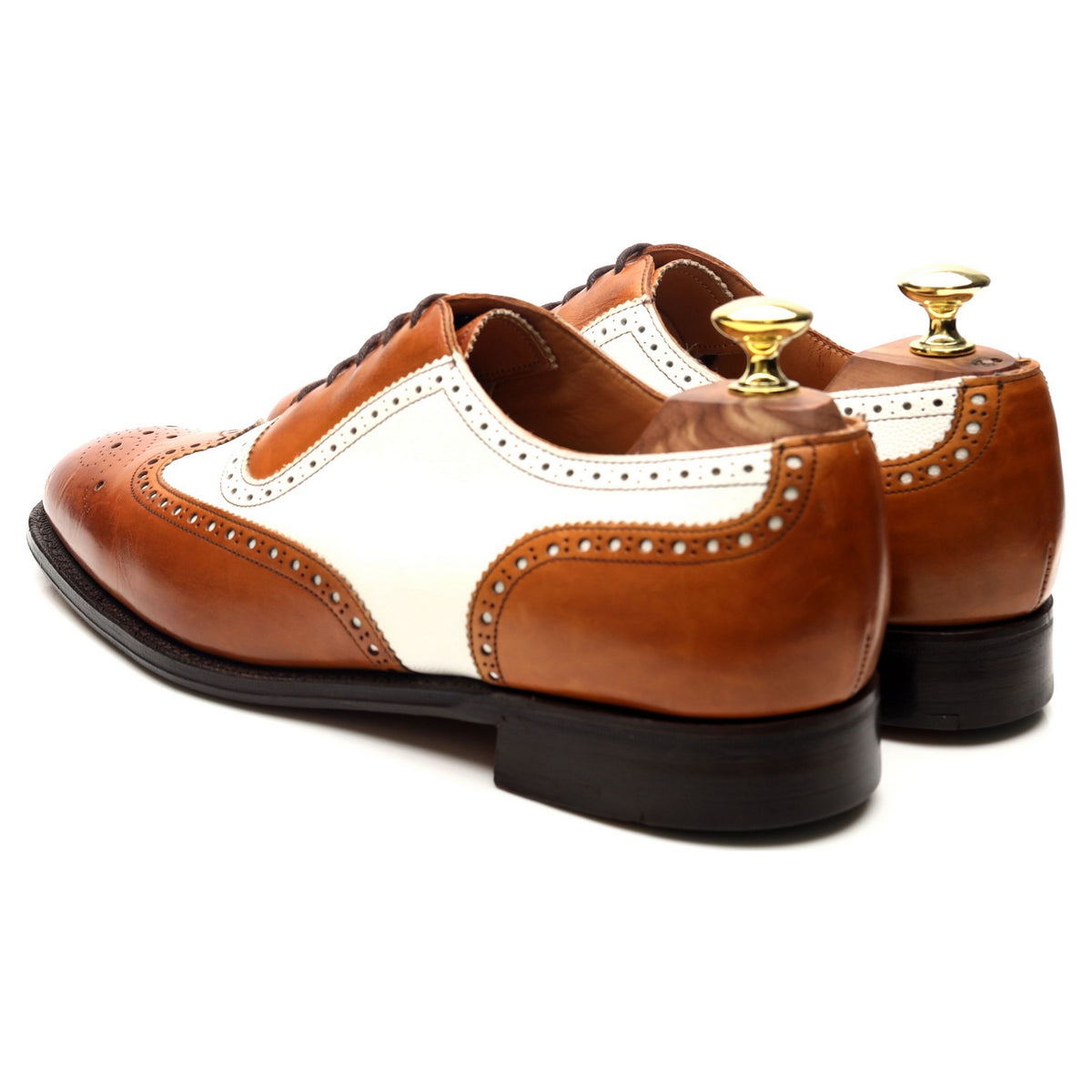 &#39;Hyde&#39; Tan Brown Brown White Leather Spectator Brogues UK 7 F