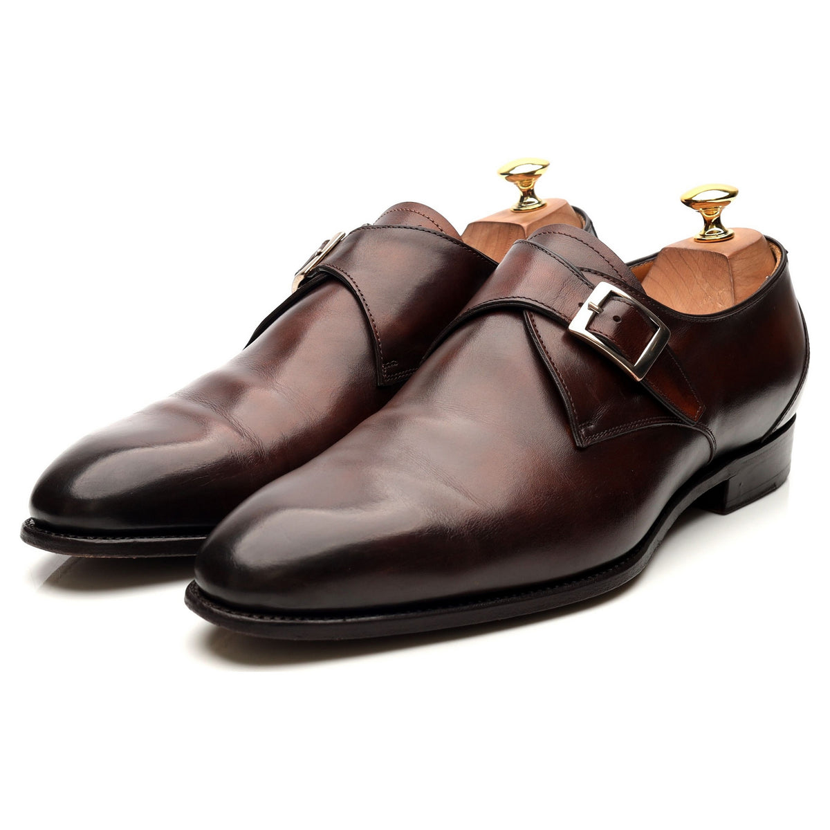 &#39;Gareth&#39; Brown Leather Monk Strap UK 9.5 E