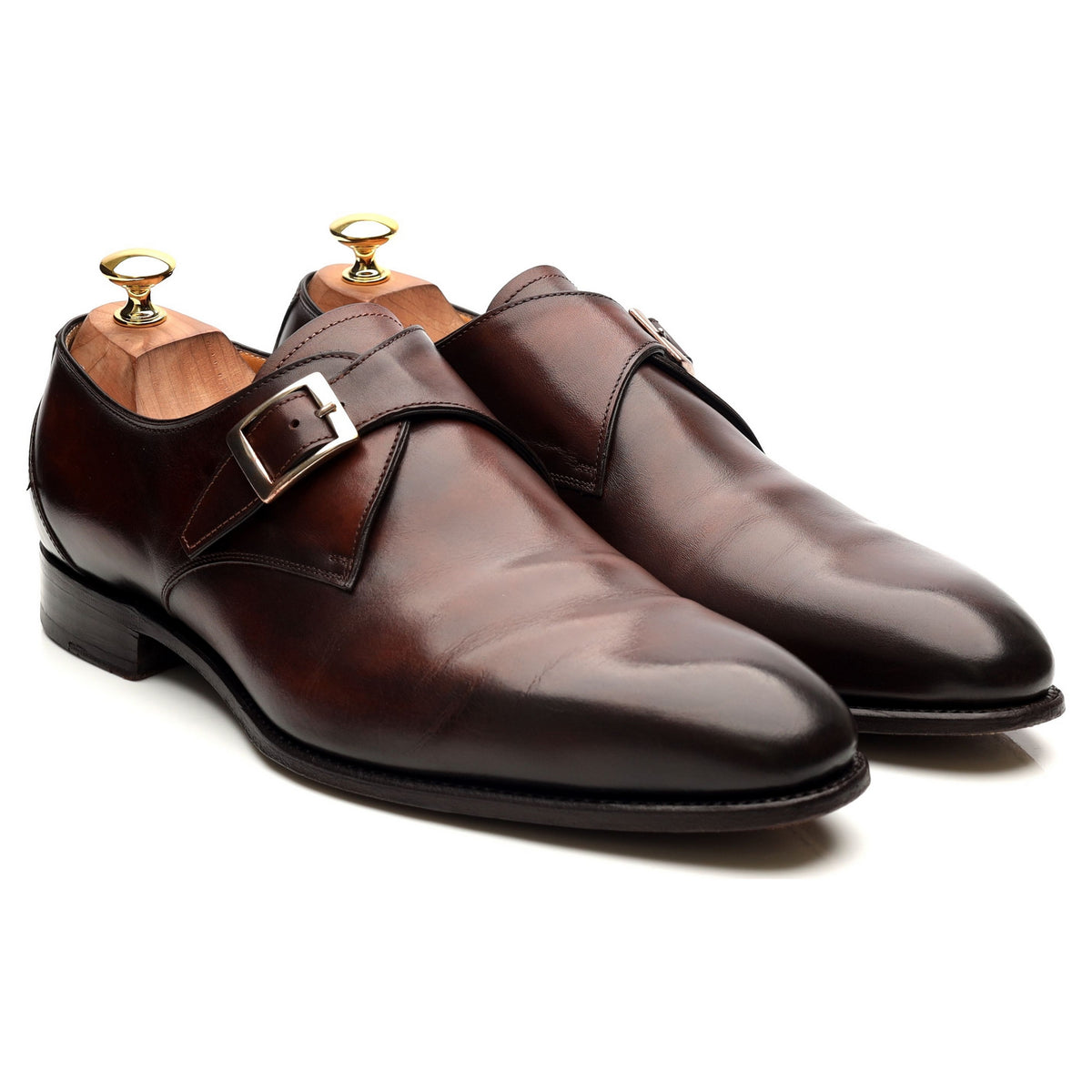 &#39;Gareth&#39; Brown Leather Monk Strap UK 9.5 E