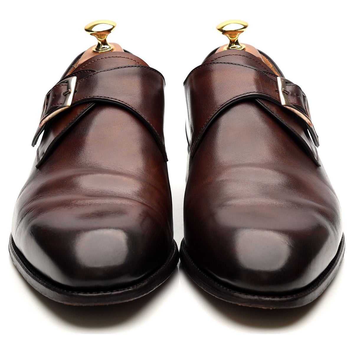 &#39;Gareth&#39; Brown Leather Monk Strap UK 9.5 E