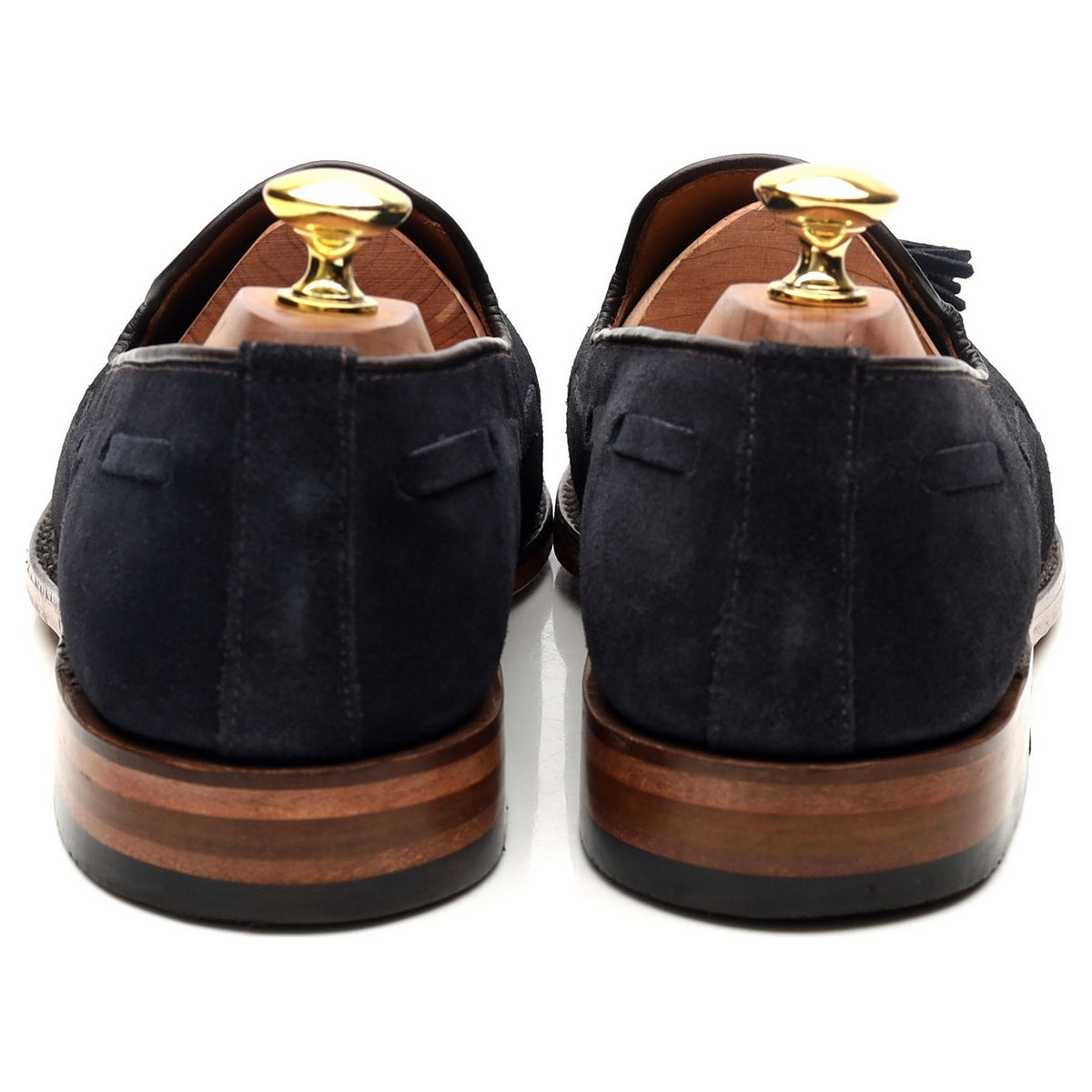 &#39;Lincoln&#39; Navy Blue Suede Tassel Loafers UK 8 F