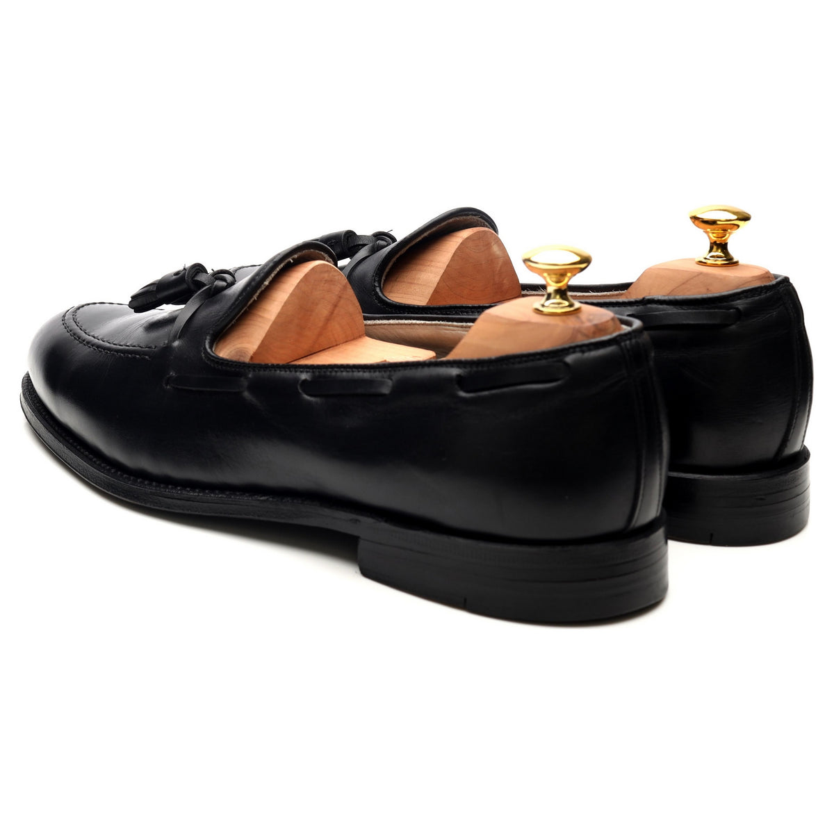 &#39;660&#39; Black Leather Tassel Loafers UK 11.5 US 12 D
