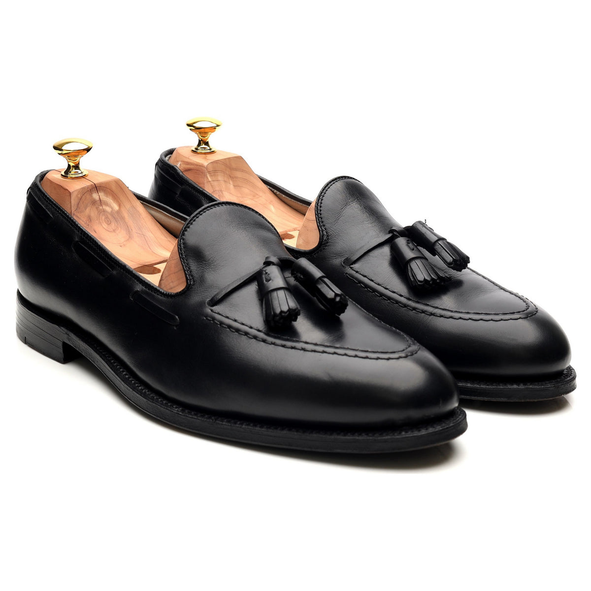 &#39;660&#39; Black Leather Tassel Loafers UK 11.5 US 12 D