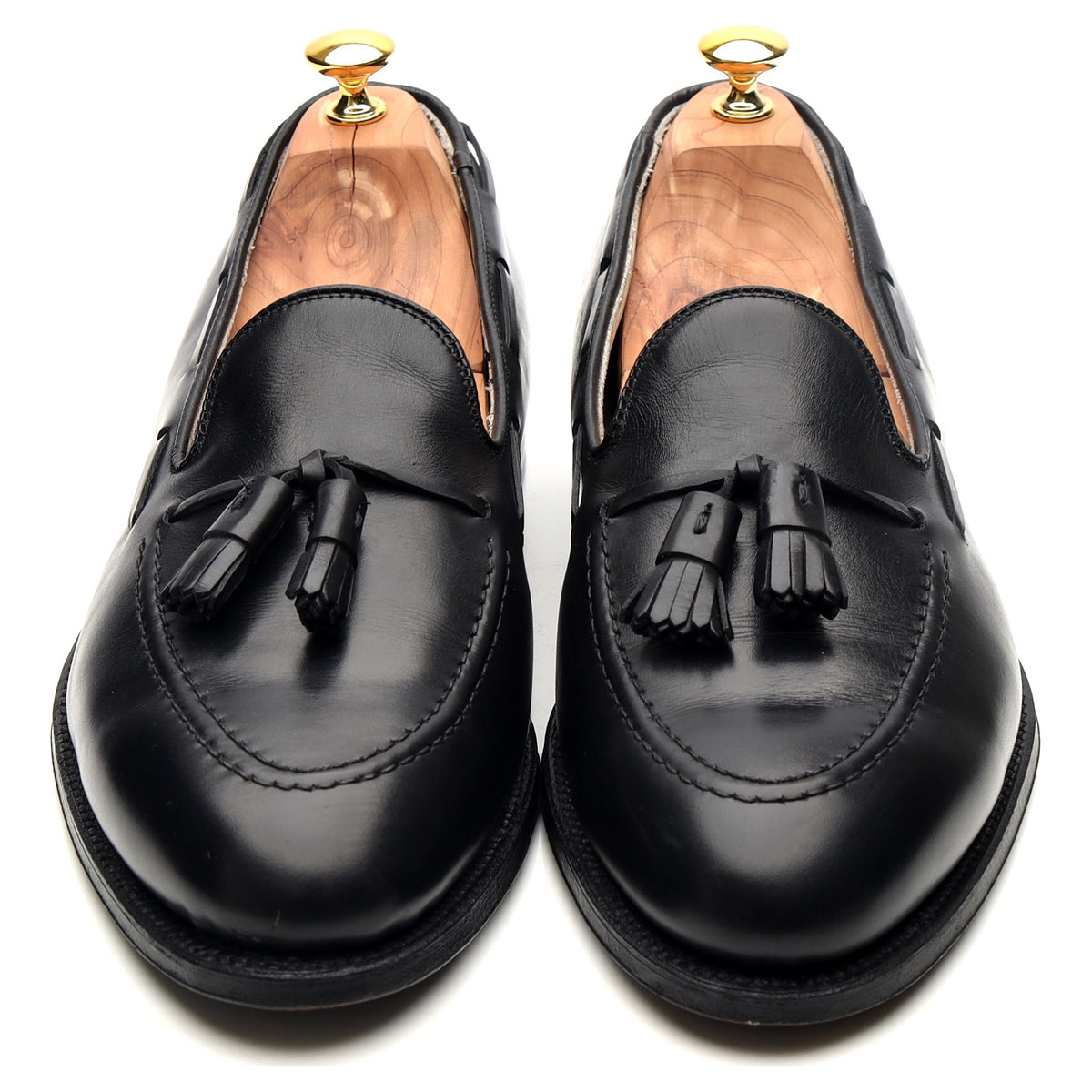 &#39;660&#39; Black Leather Tassel Loafers UK 11.5 US 12 D