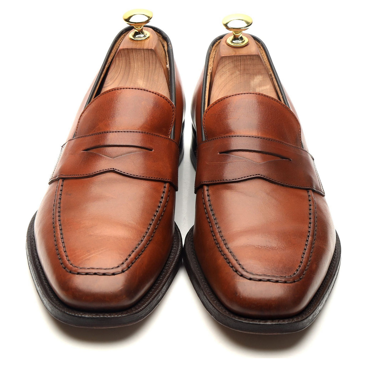 &#39;Hertford&#39; Tan Brown Leather Loafers UK 9 F