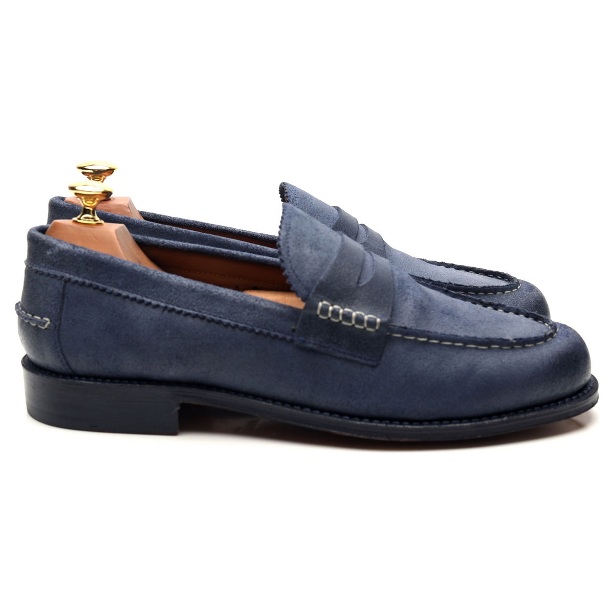 &#39;Walter&#39; Blue Suede Waxed Loafers UK 9 E