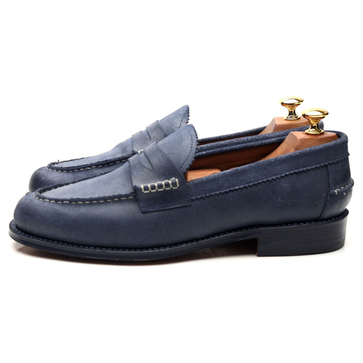 &#39;Walter&#39; Blue Suede Waxed Loafers UK 9 E