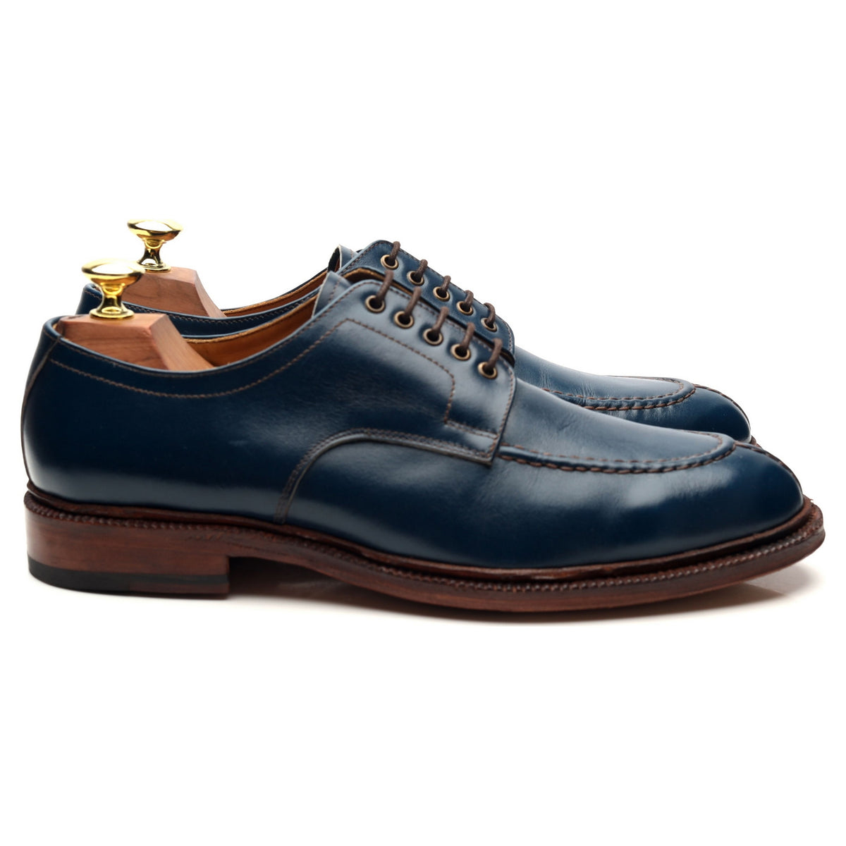 &#39;101601&#39; Navy Blue Leather Split Toe Derby UK 7.5 E