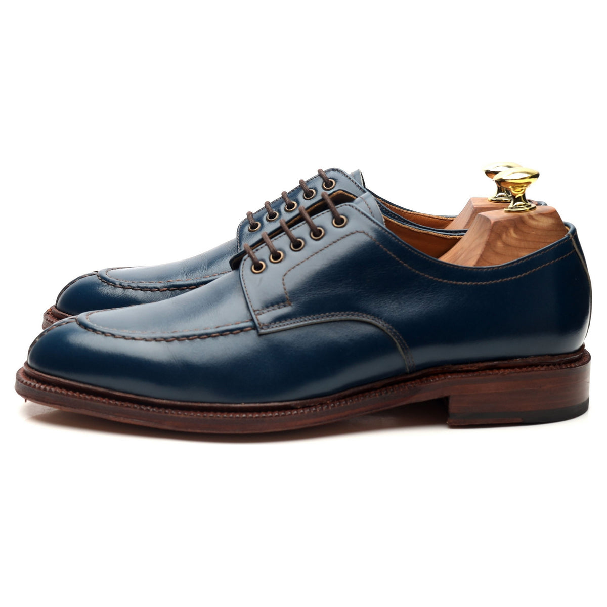 &#39;101601&#39; Navy Blue Leather Split Toe Derby UK 7.5 E