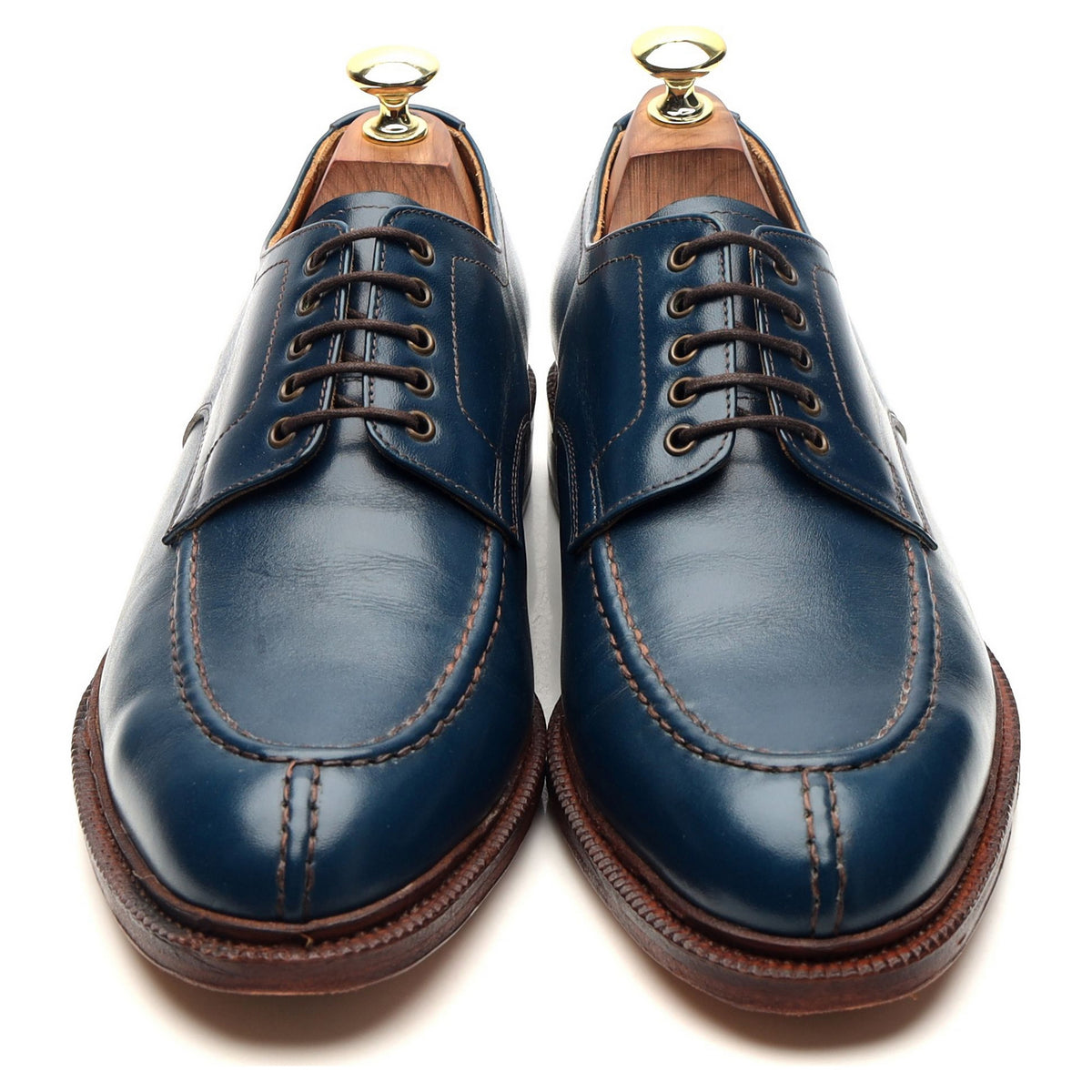 &#39;101601&#39; Navy Blue Leather Split Toe Derby UK 7.5 E