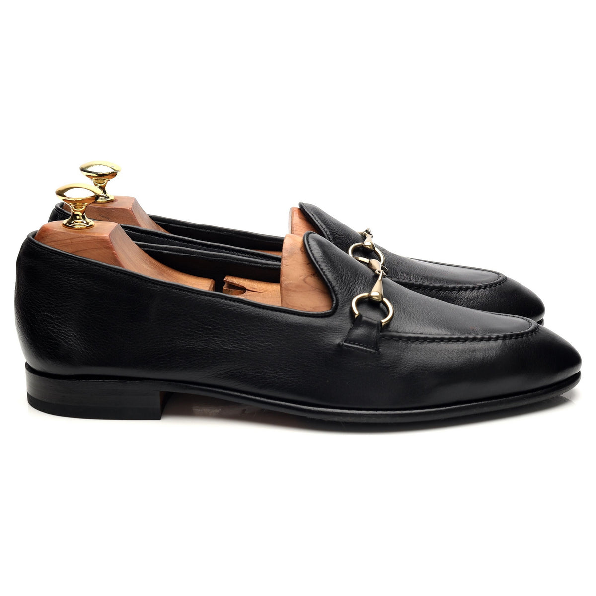 &#39;80670&#39; Black Leather Horsebit Loafers UK 8 EE