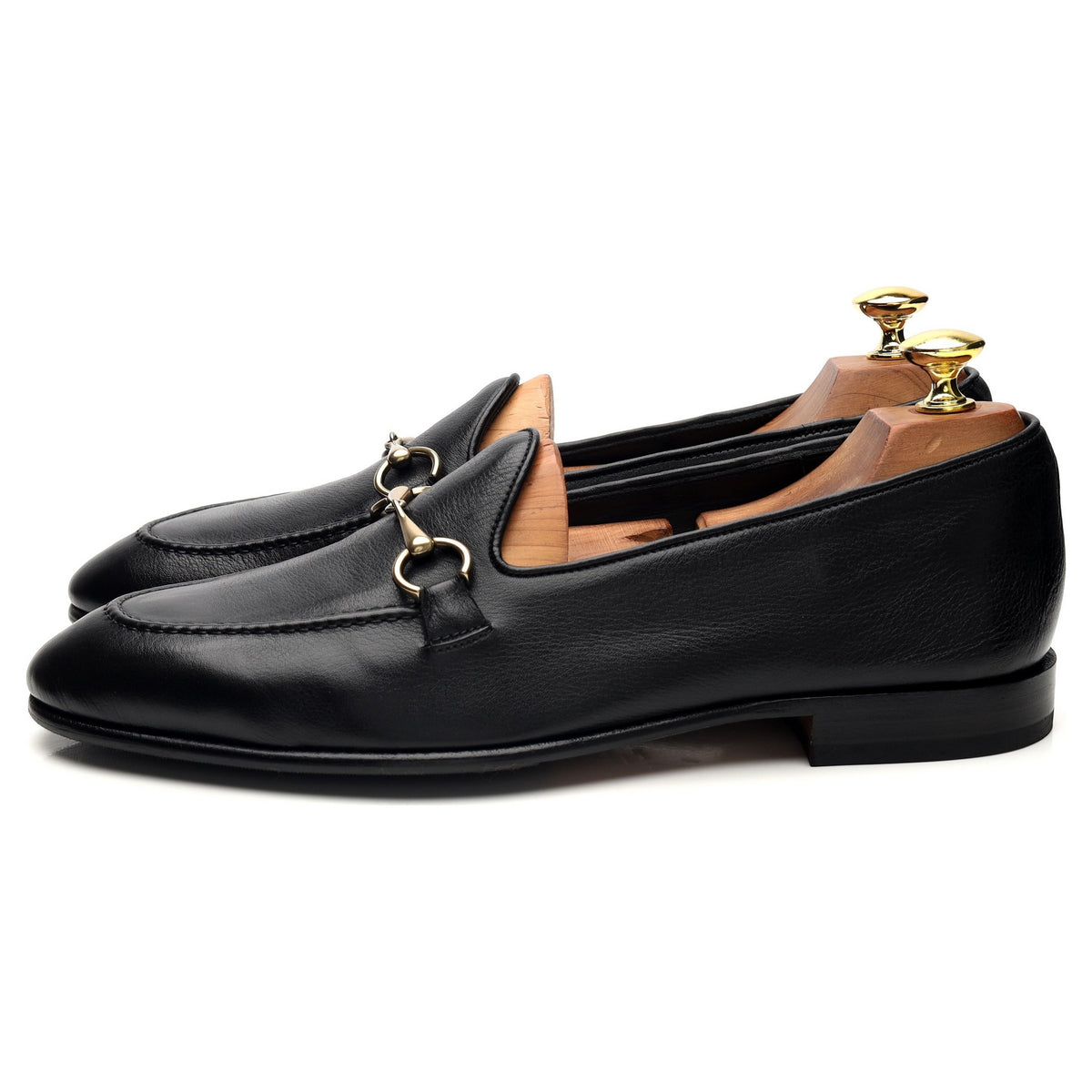 &#39;80670&#39; Black Leather Horsebit Loafers UK 8 EE