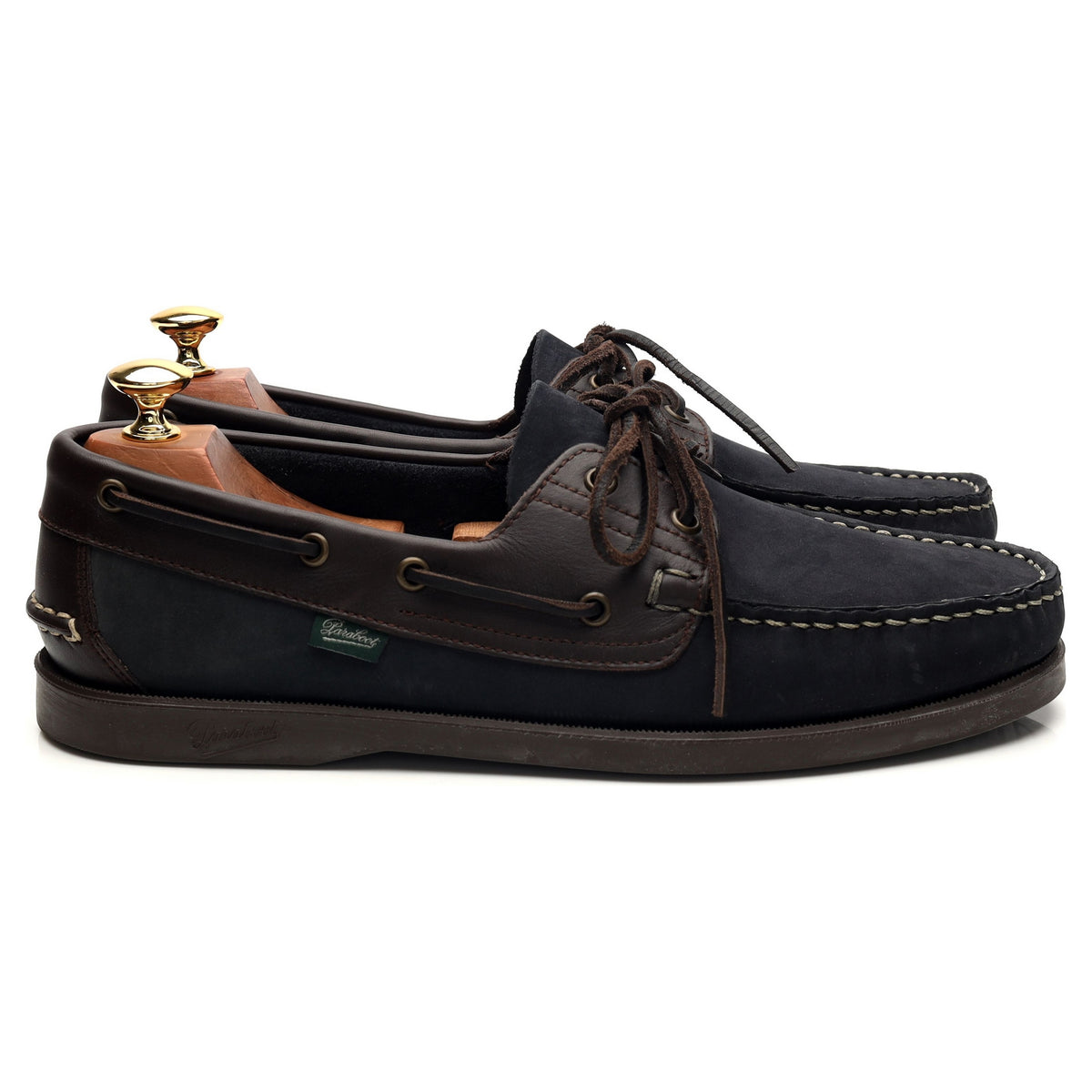 &#39;Barth&#39; Brown / Blue Nubuck Leather Boat Shoes UK 9