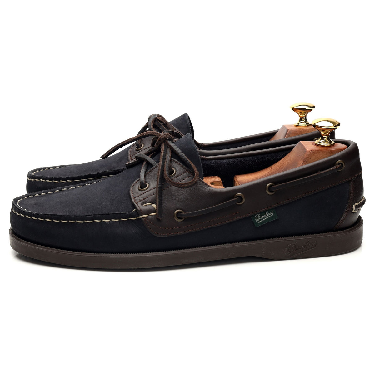 &#39;Barth&#39; Brown / Blue Nubuck Leather Boat Shoes UK 9