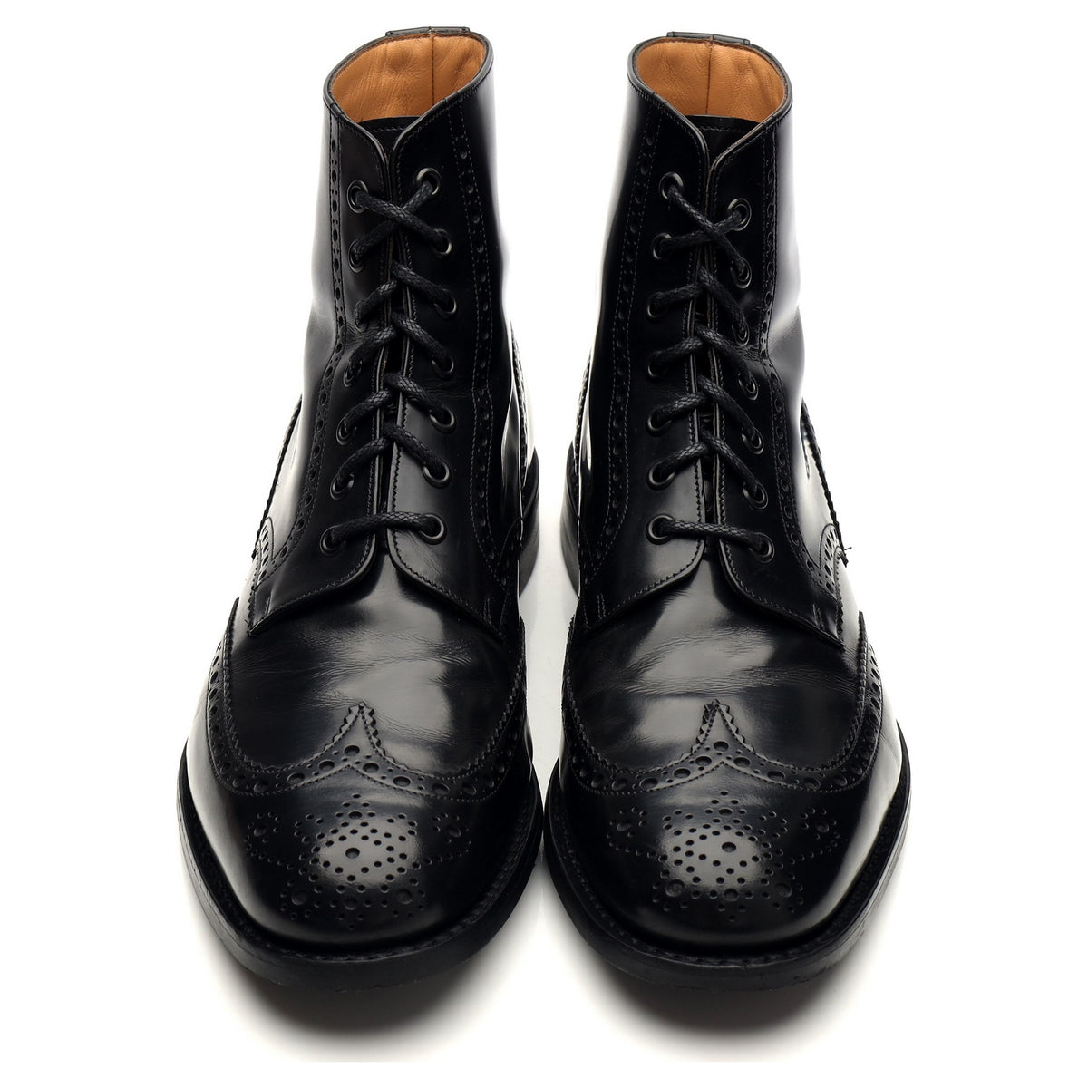 &#39;Renwick&#39; Black Leather Brogue Boots UK 10.5 G