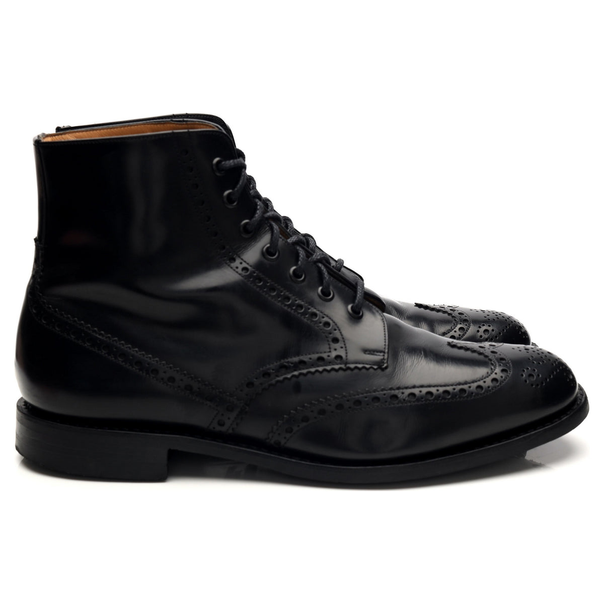 &#39;Renwick&#39; Black Leather Brogue Boots UK 10.5 G