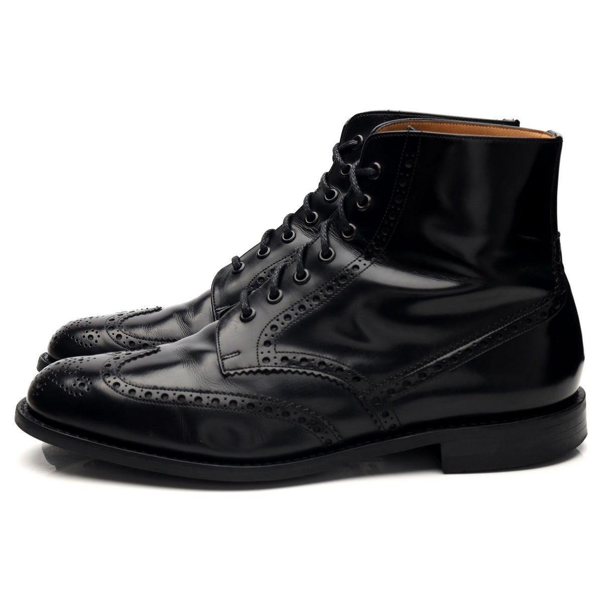 &#39;Renwick&#39; Black Leather Brogue Boots UK 10.5 G