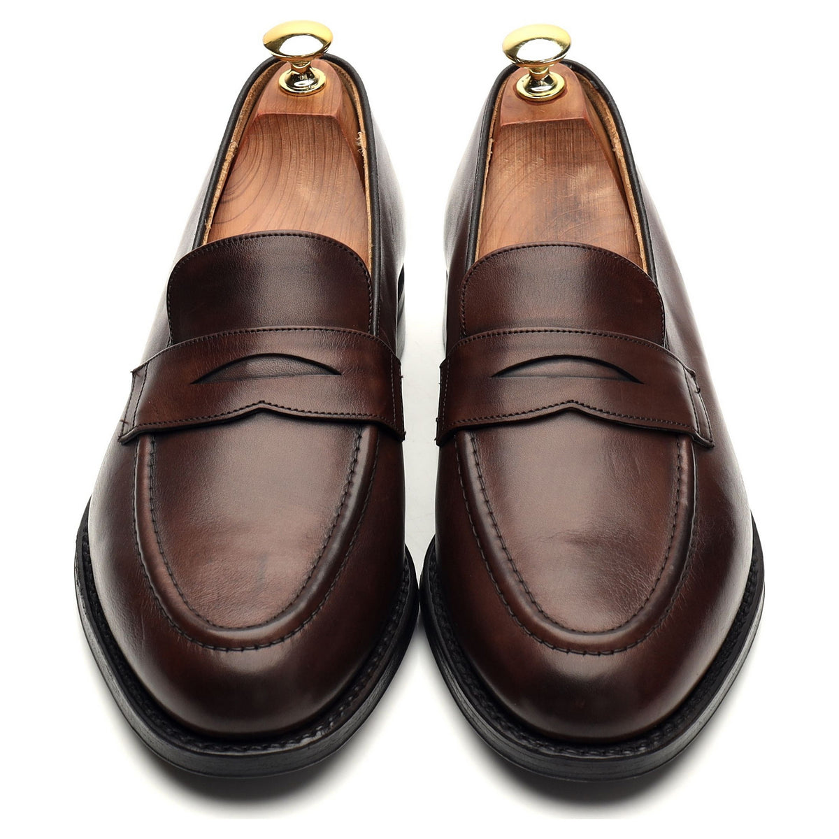 &#39;Netton&#39; Dark Brown Leather Loafers UK 8.5 F