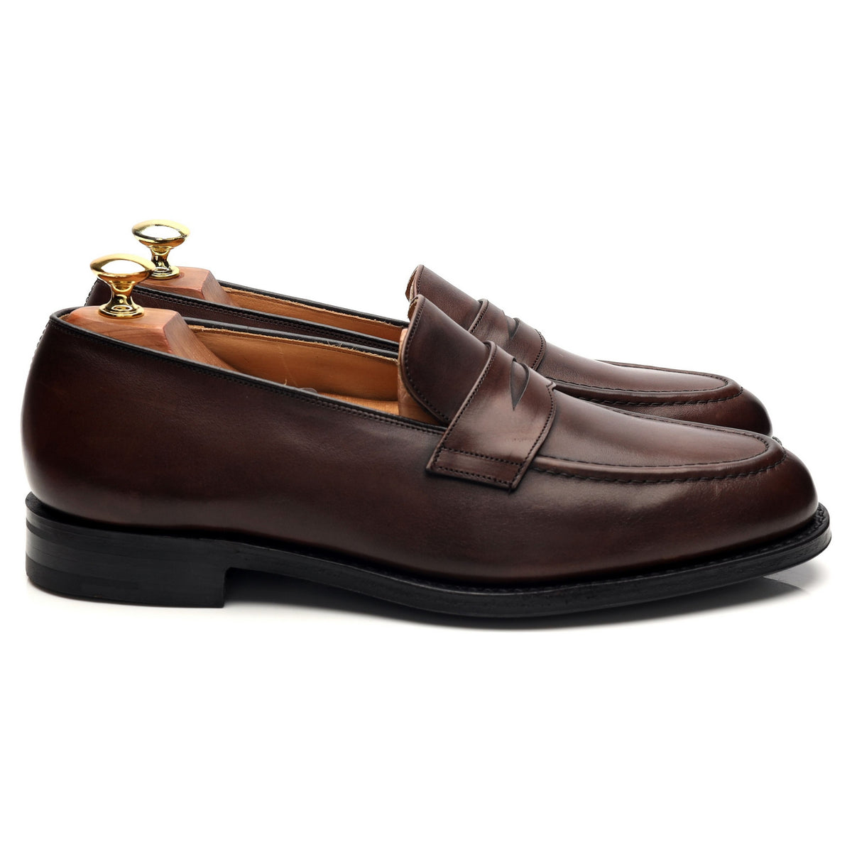 &#39;Netton&#39; Dark Brown Leather Loafers UK 8.5 F