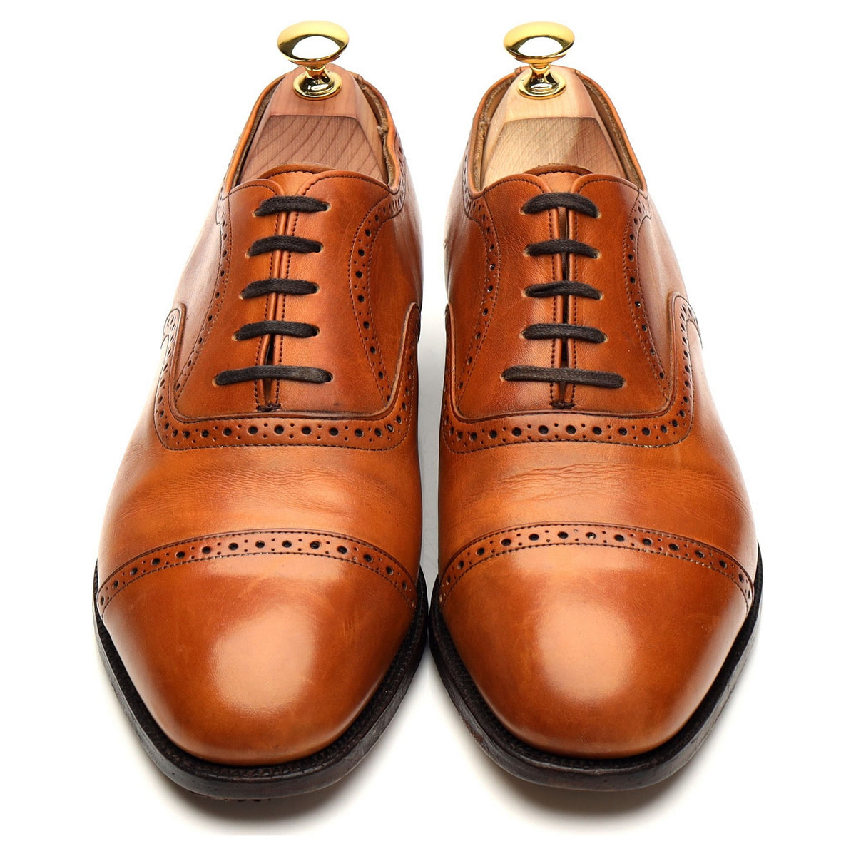 &#39;Blenheim&#39; Tan Brown Leather Oxford Brogues UK 7 F
