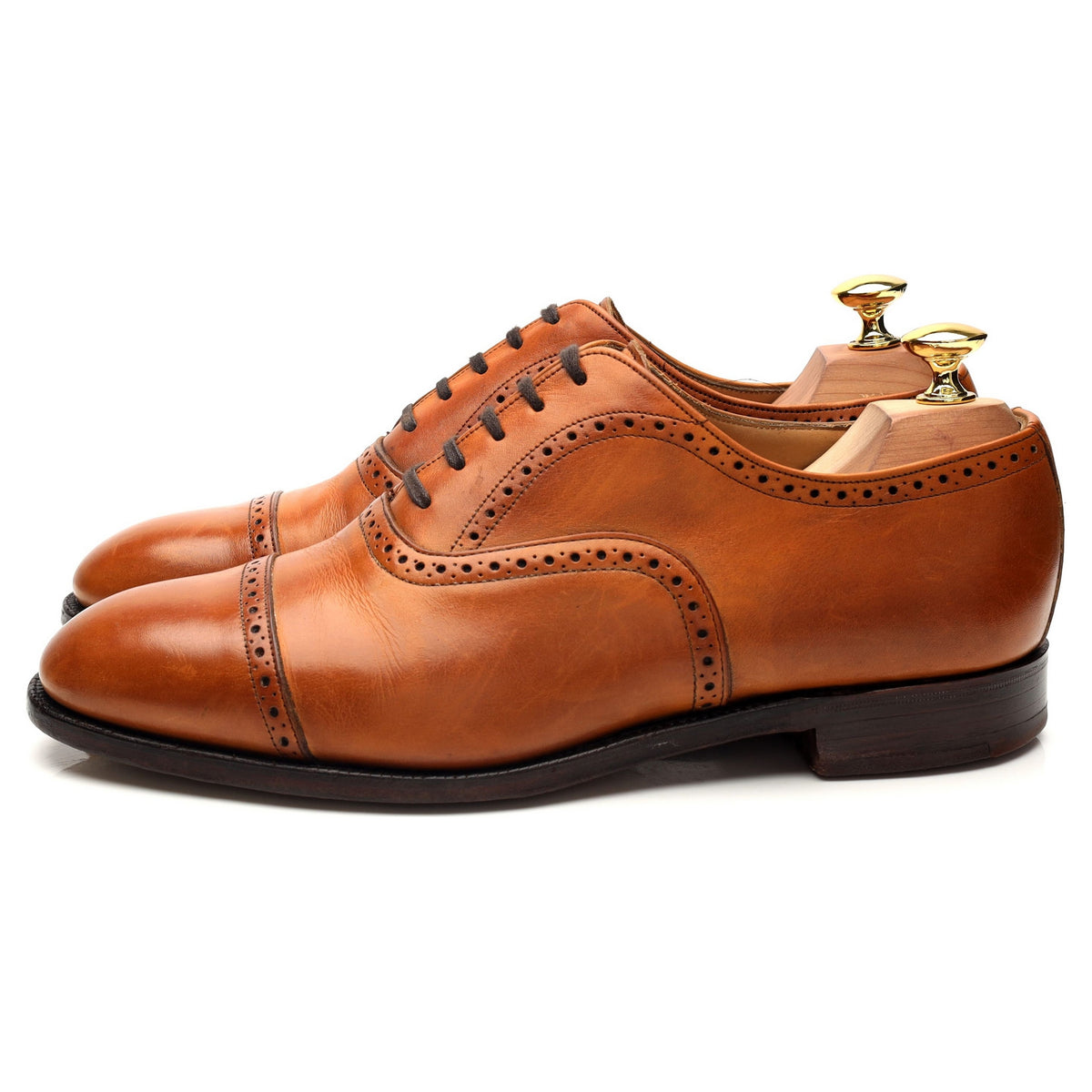 &#39;Blenheim&#39; Tan Brown Leather Oxford Brogues UK 7 F