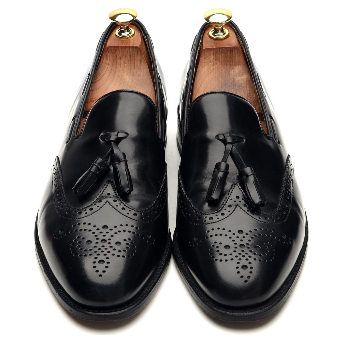&#39;Clive&#39; Black Leather Tassel Loafers UK 8.5 F