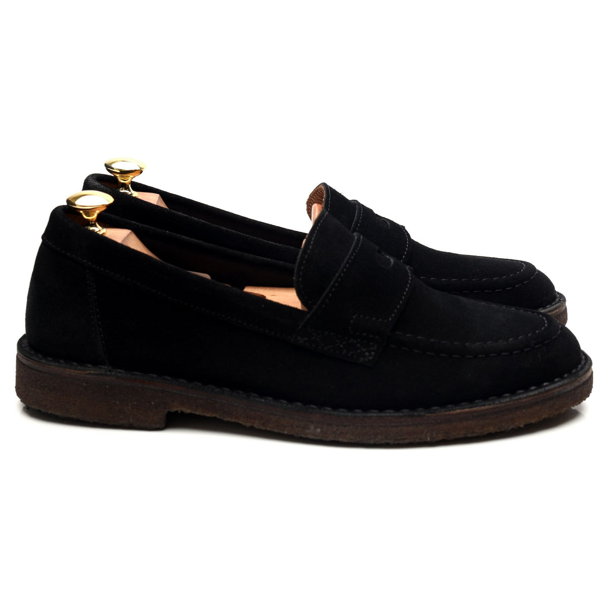 &#39;Canal&#39; Black Suede Loafers UK 8