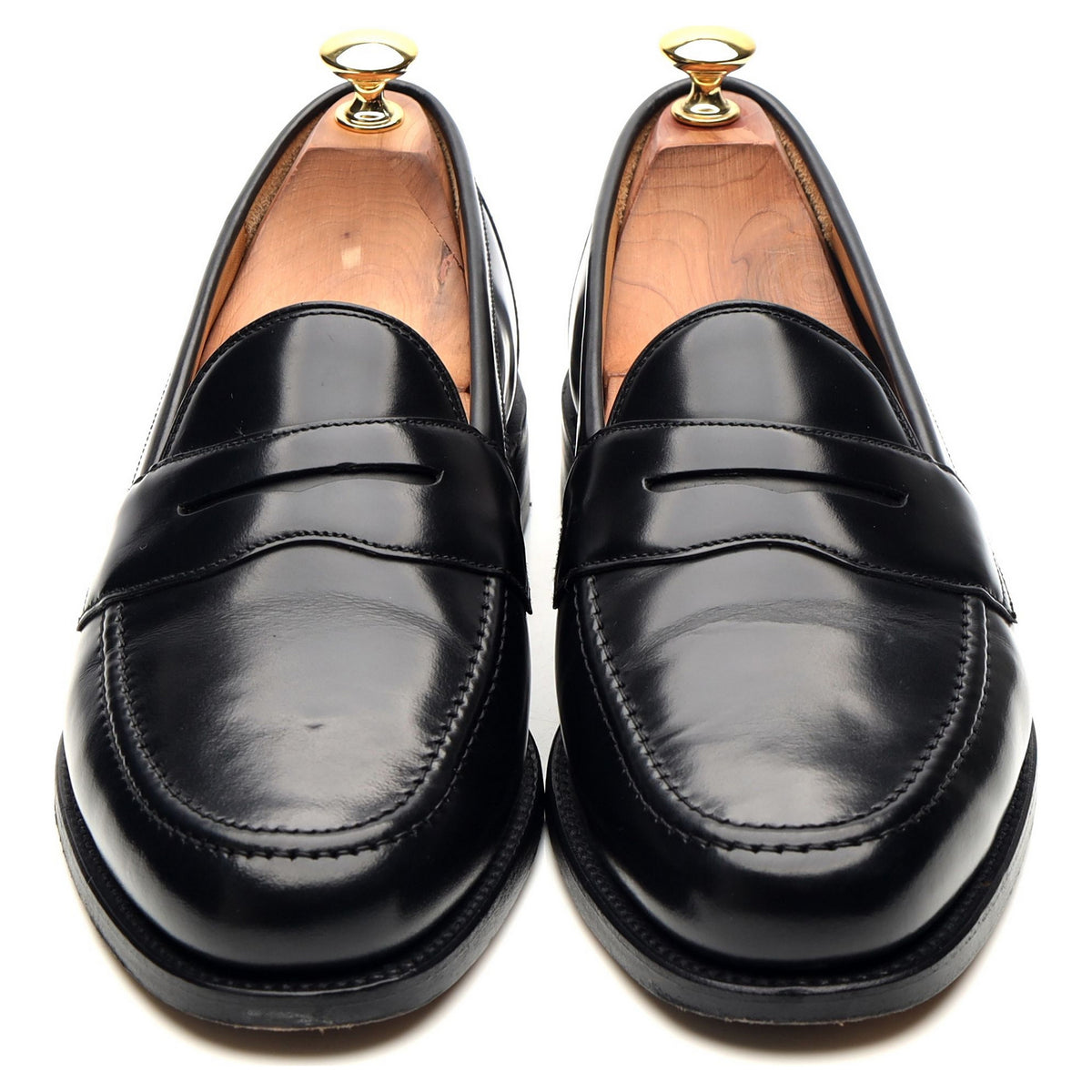 &#39;Eton&#39; Black Leather Loafers UK 9 F