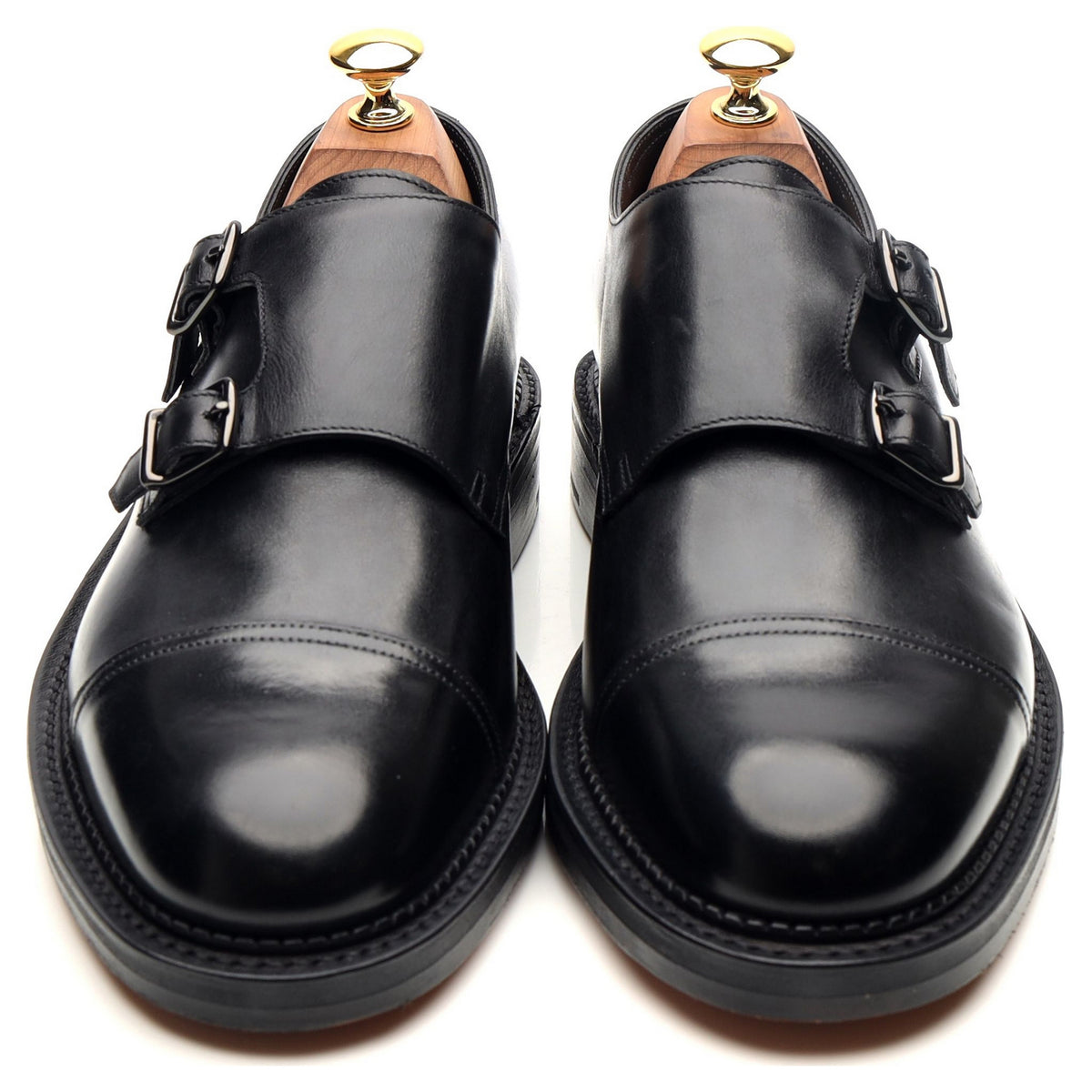 &#39;William&#39; Black Leather Double Monk Strap UK 6.5 E