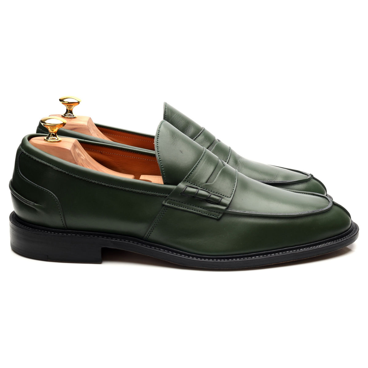 &#39;James&#39; Green Leather Loafers UK 11.5