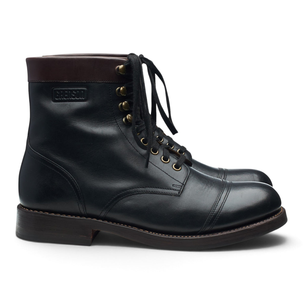 'Dudley' Black Leather Boots UK 9 G