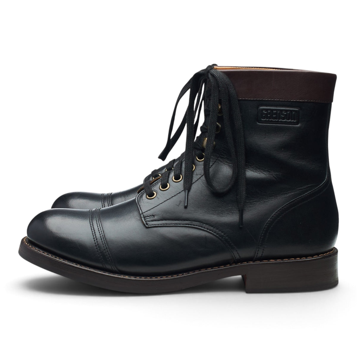 'Dudley' Black Leather Boots UK 9 G