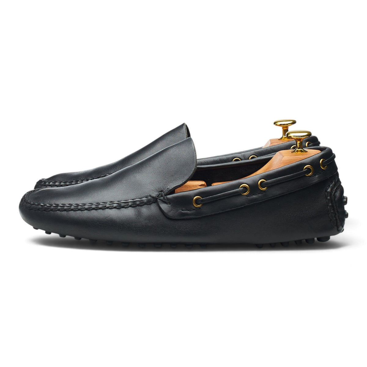 Black Leather Driving Loafers UK 8
