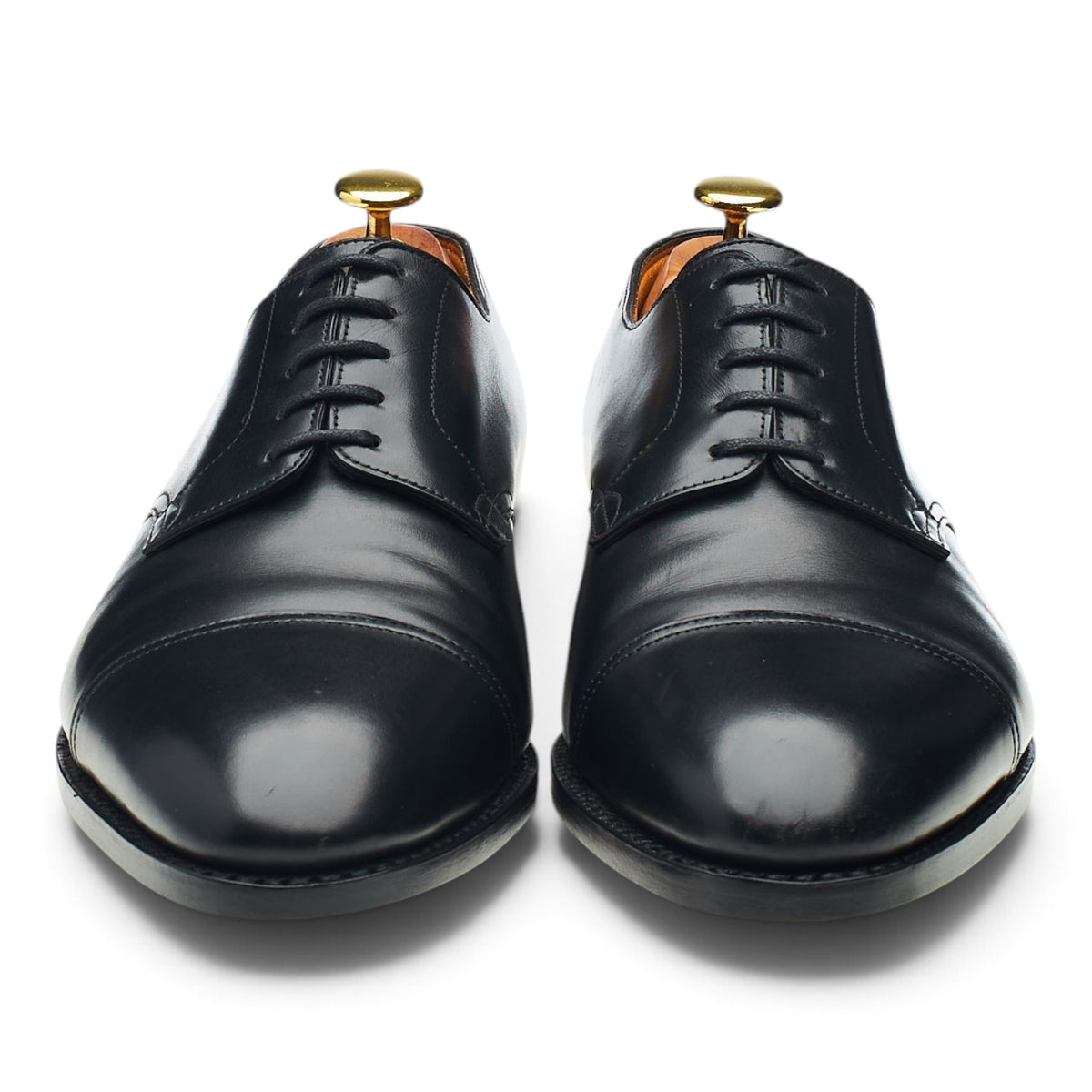 'Deran' Black Leather Cap Toe Derby UK 8.5 EE