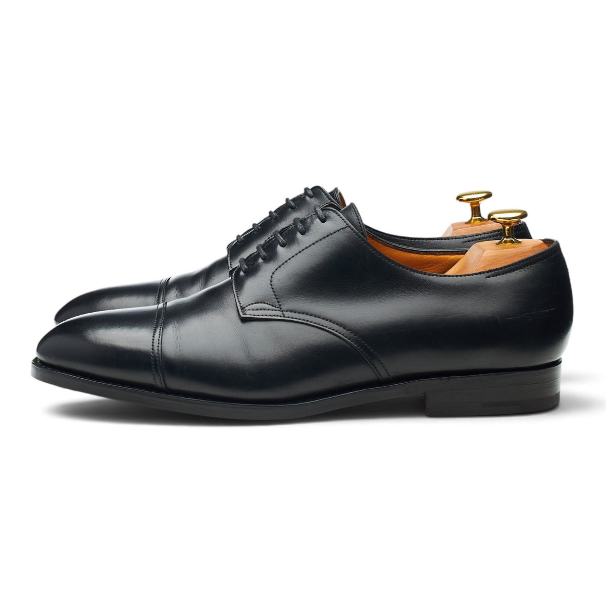 'Deran' Black Leather Cap Toe Derby UK 8.5 EE