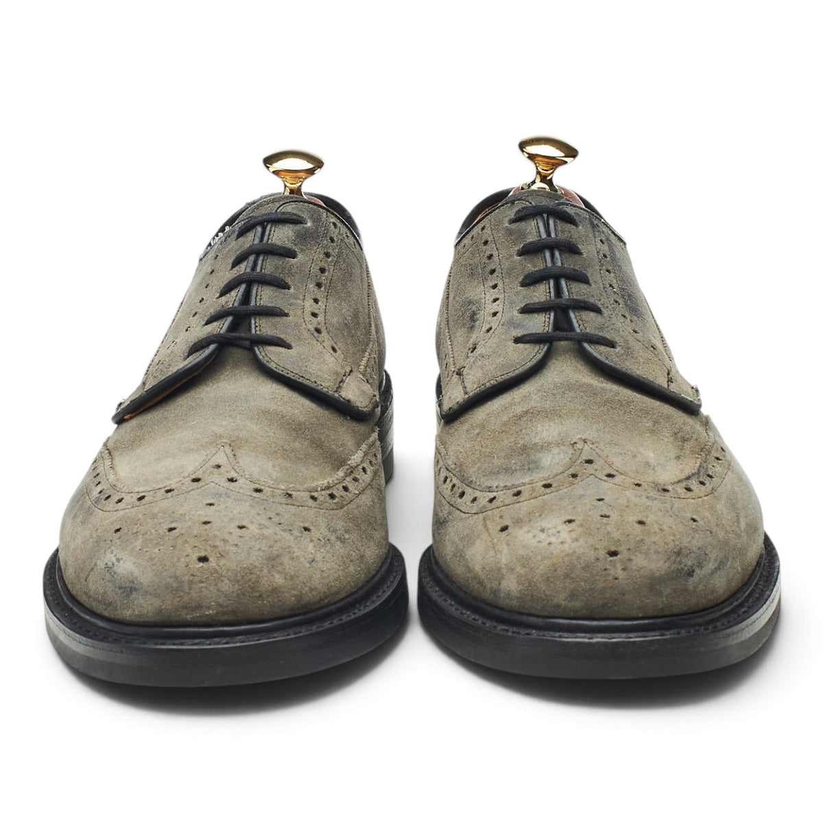 'Cotterstock 2' Grey Waxed Suede Derby Brogues UK 9 F