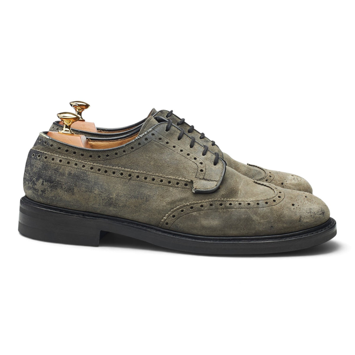 'Cotterstock 2' Grey Waxed Suede Derby Brogues UK 9 F