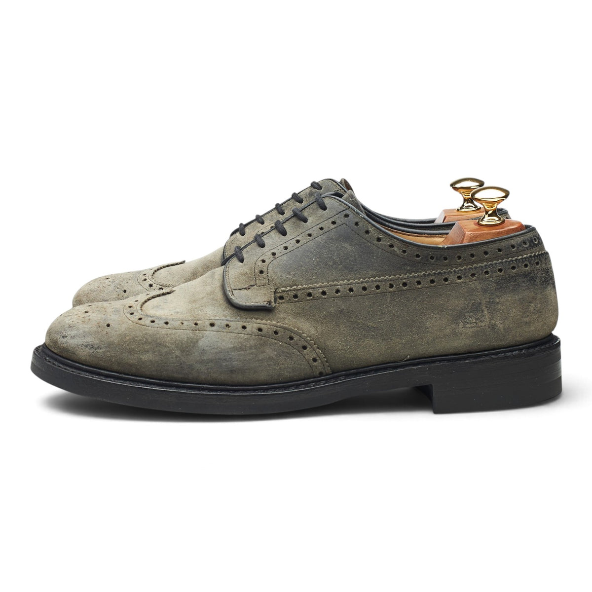 'Cotterstock 2' Grey Waxed Suede Derby Brogues UK 9 F
