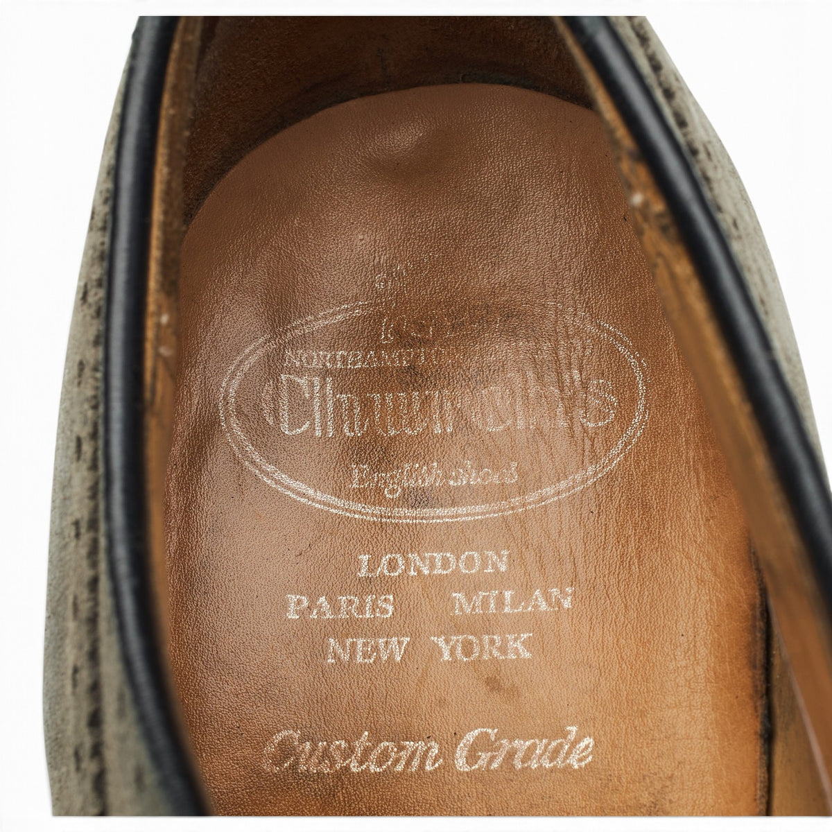 'Cotterstock 2' Grey Waxed Suede Derby Brogues UK 9 F