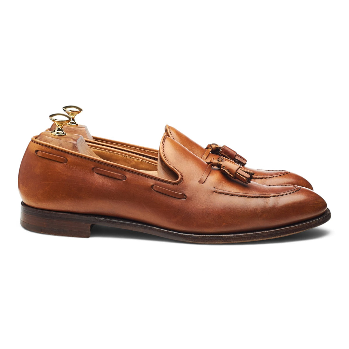'Adrian' Tan Brown Leather Tassel Loafers UK 10 E
