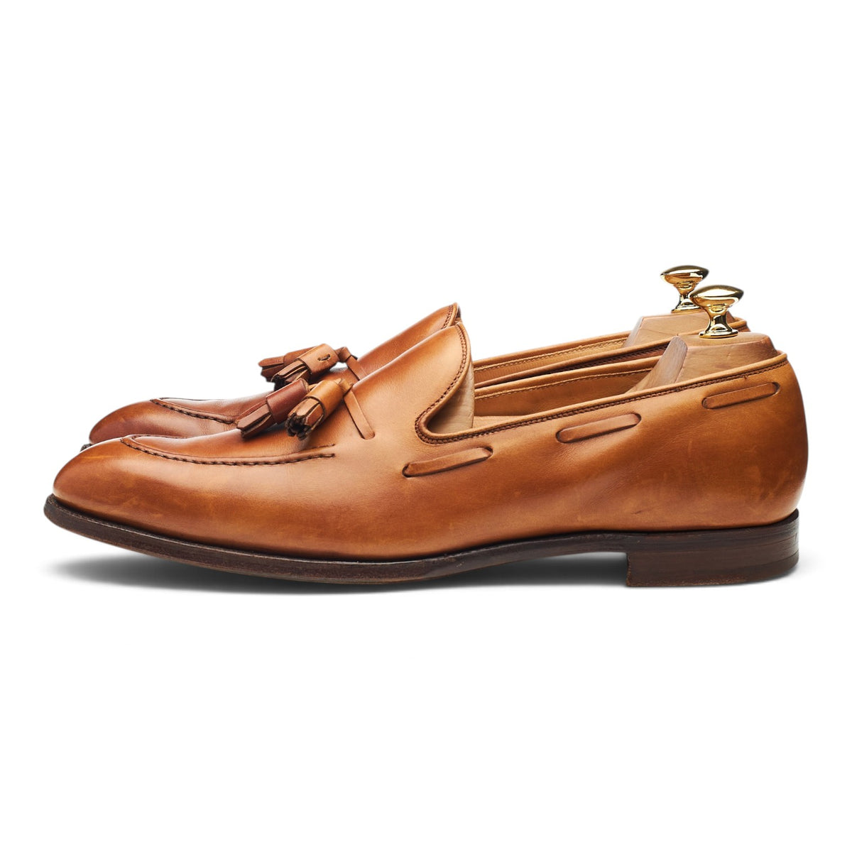 'Adrian' Tan Brown Leather Tassel Loafers UK 10 E