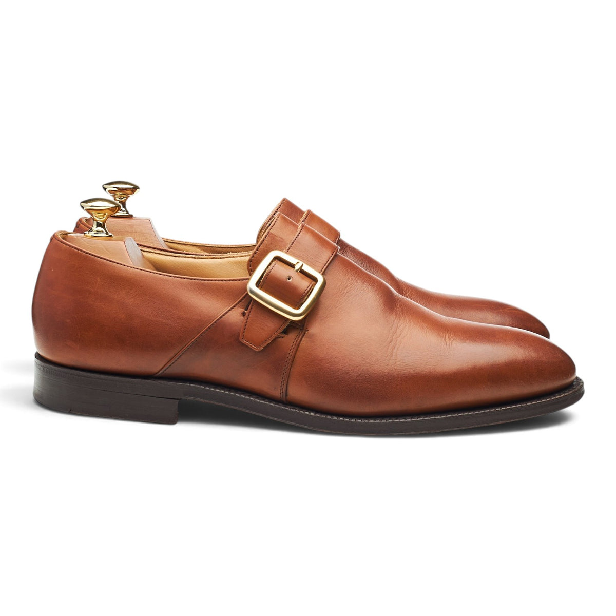 'Sydney' Tan Brown Leather Monk Strap UK 9 G
