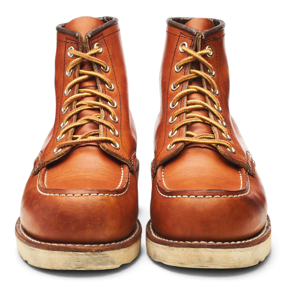 '875' Tan Brown Leather Moc Toe Boots UK 7 US 8