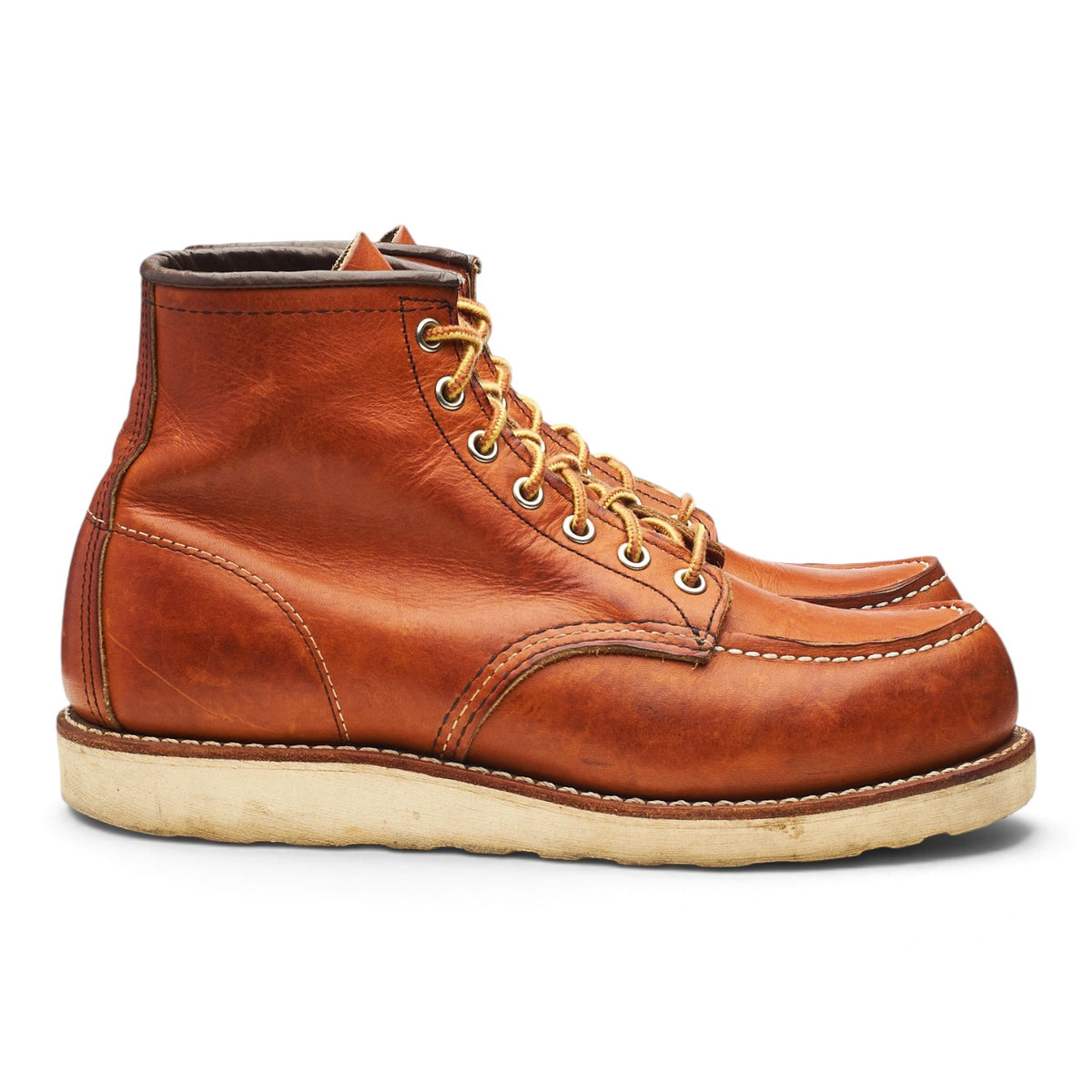 '875' Tan Brown Leather Moc Toe Boots UK 7 US 8