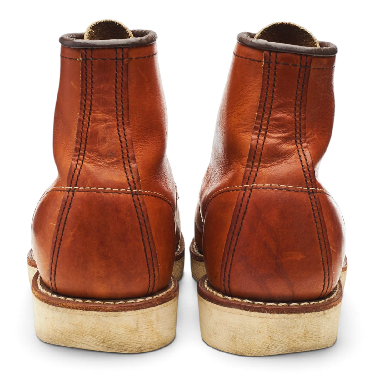 '875' Tan Brown Leather Moc Toe Boots UK 7 US 8