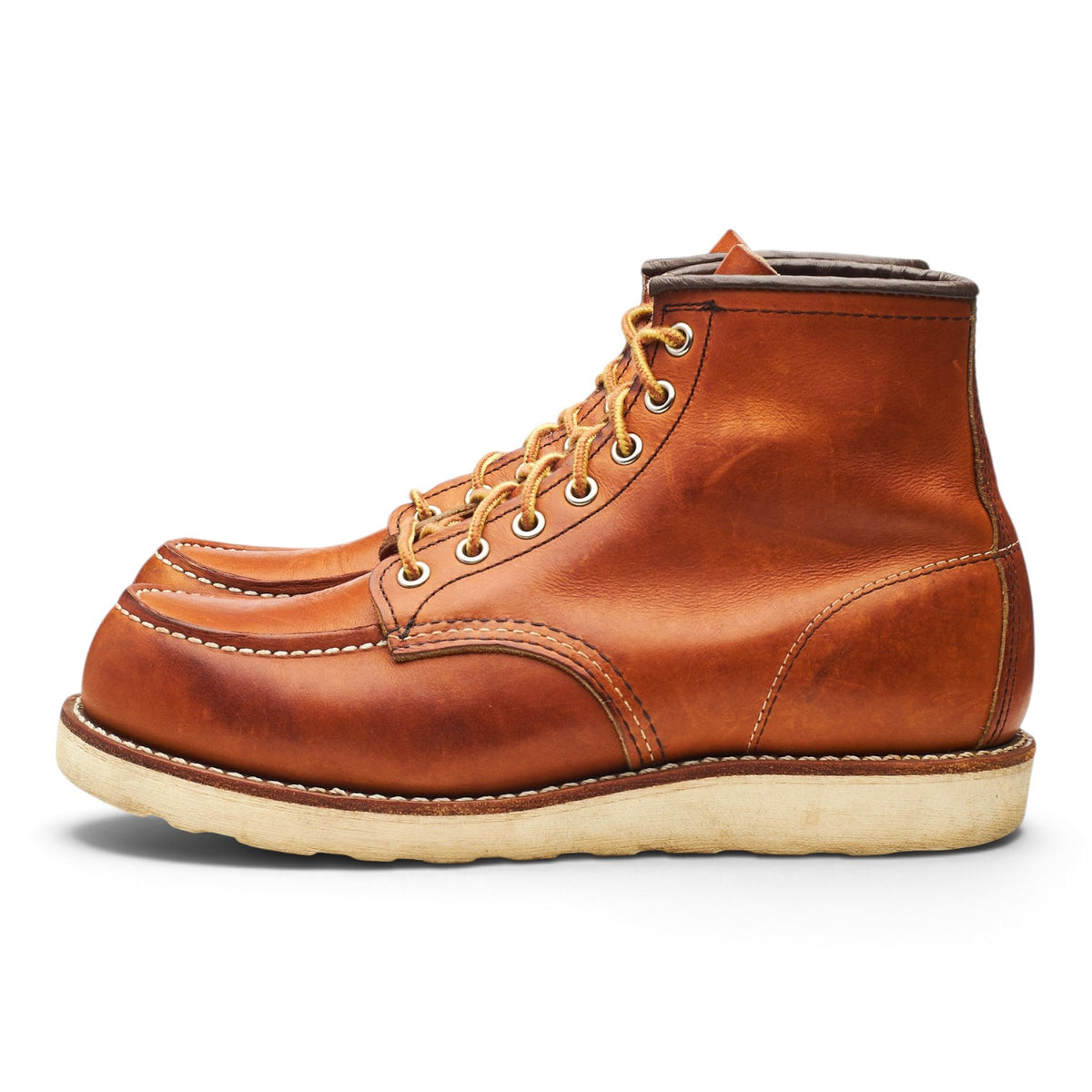 '875' Tan Brown Leather Moc Toe Boots UK 7 US 8