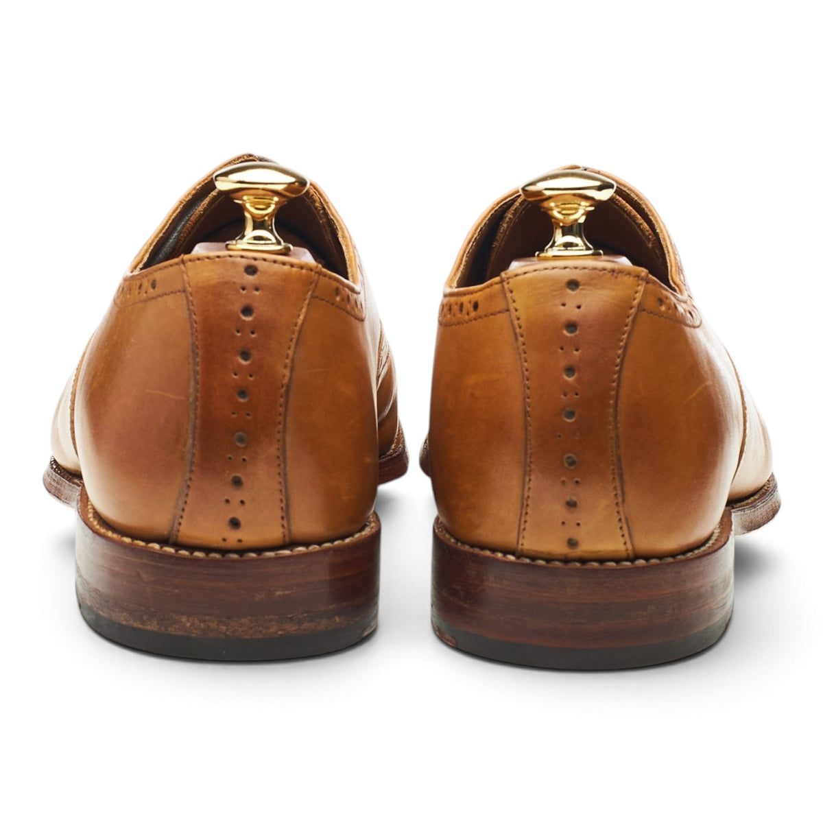 'Matthew' Tan Brown Leather Oxford Semi Brogues UK 9 F