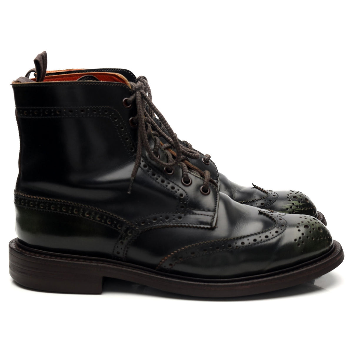 Women&#39;s &#39;Stephy&#39; Dark Green Leather Brogue Boots UK 6